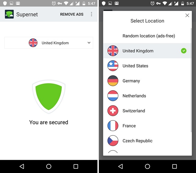 Supernet VPN Android app