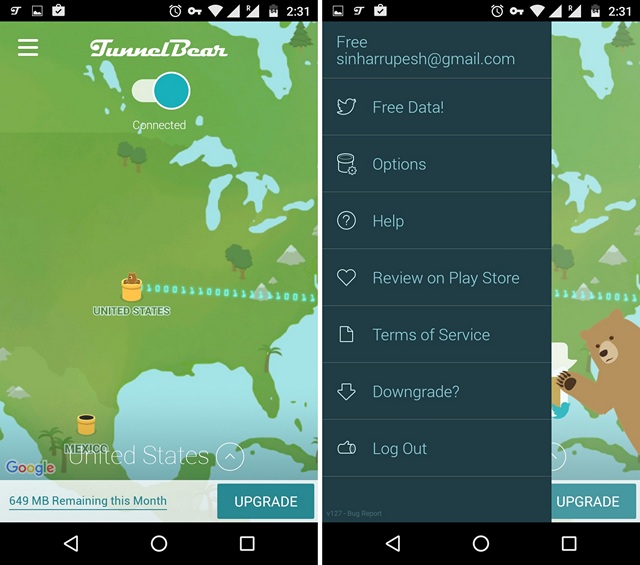 TunnelBear VPN Android app