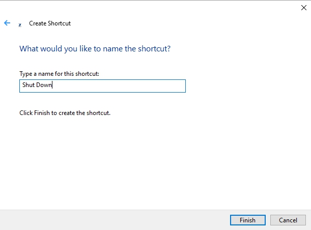 Windows 10 Shut Down shortcut