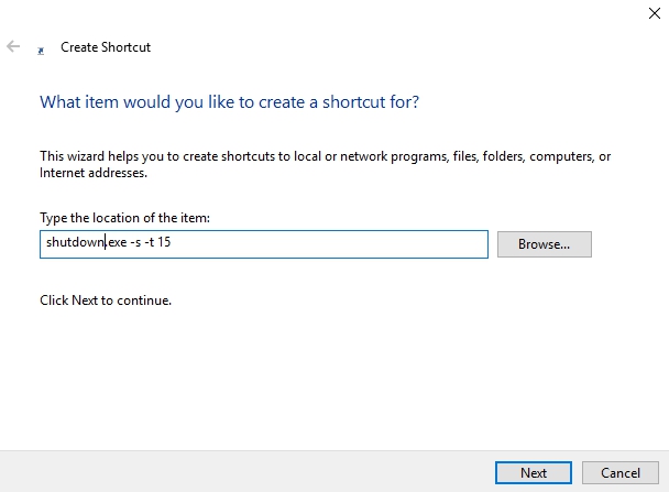 Windows 10 shutdown shortcut