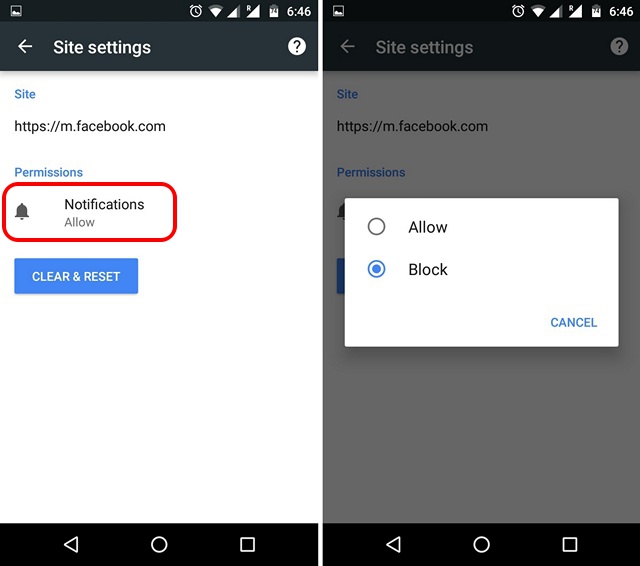 Blockieren Sie Chrome-Benachrichtigungen für Android