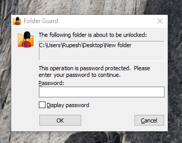 Folder Guard Password Protected Folder