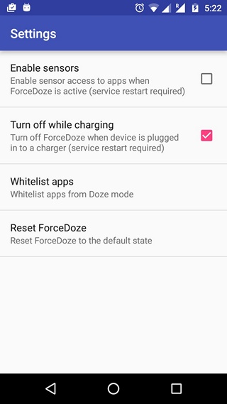 ForceDoze settings