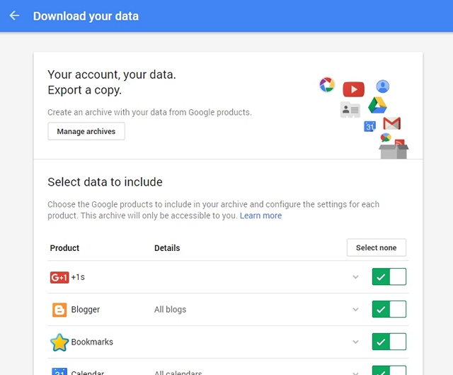 Google Account Data Download