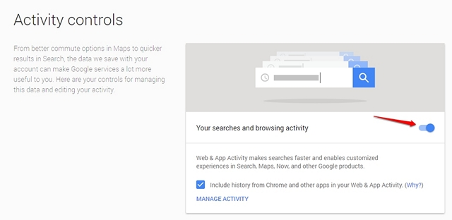 Google Privacy turn off activity