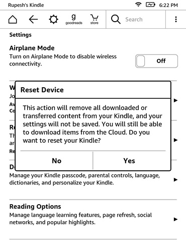 Kindle Reset device