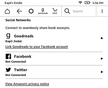 Kindle social accounts