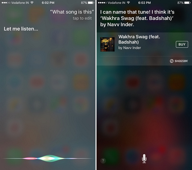 Siri identifiziere Lieder