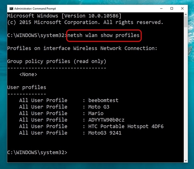 Windows 10 command show all WiFi networks