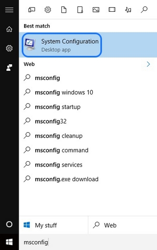 Windows 10 msconfig