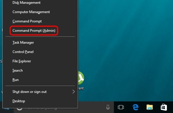Windows 10 start menu right click command prompt admin