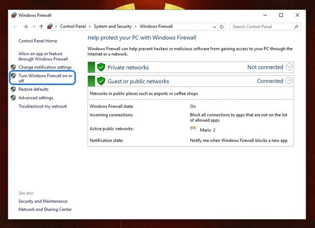 Windows Firewall Control Panel