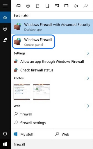 Windows Firewall Search