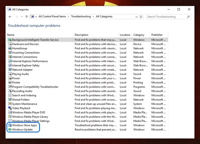 Windows Update and Store troubleshoot