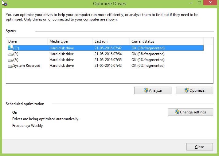 Defragment the Storage Drives