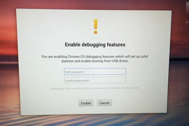 Chrome OS enable debugging features