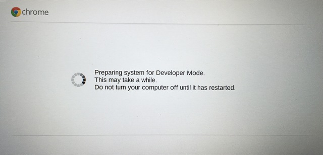Chrome OS preparing system for developer mode