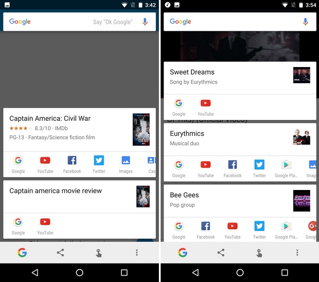 Google Now on Tap music and video