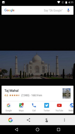 Google Now on Tap search image