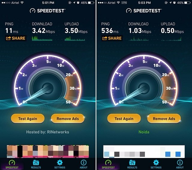 Rocket VPN speed test-compressed