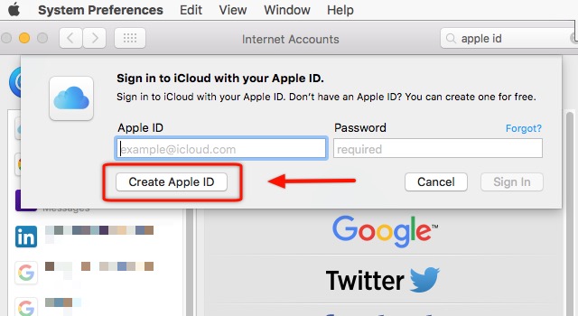 iCloud -bb- Create Apple ID Mac