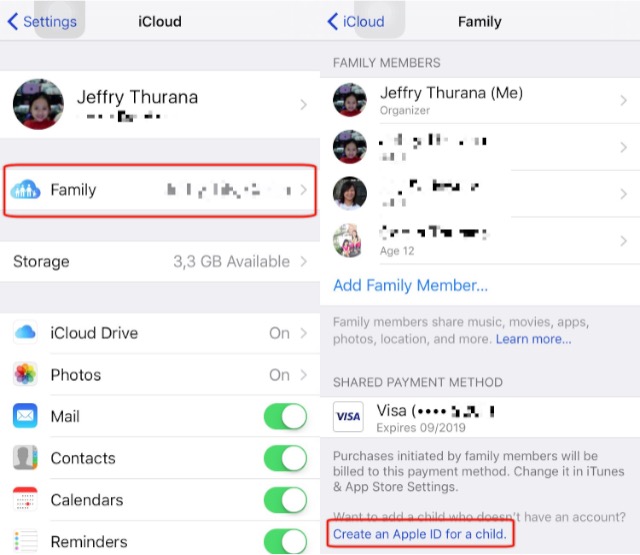 iCloud -bb- Family Sharing