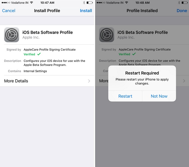 ios 10 beta software profile install