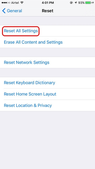 iPhone reset