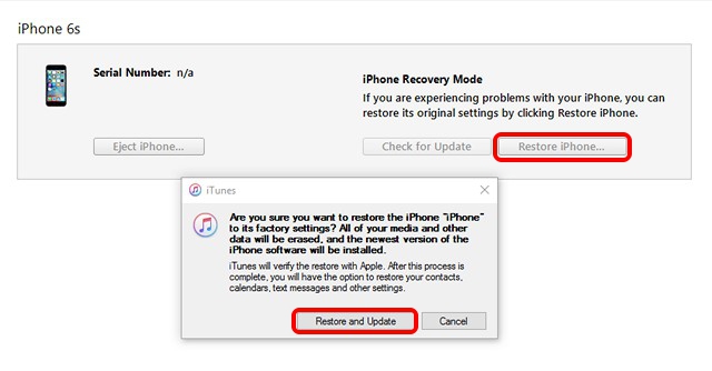 iTunes iPhone restore to iOS 9 from iOS 10