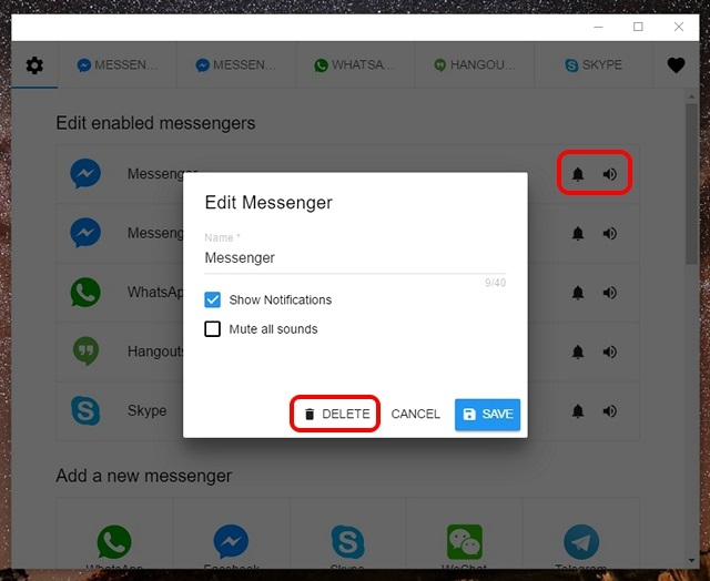 All in one messenger edit enabled messengers