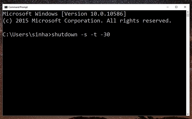 Auto shutdown Windows 10 command prompt