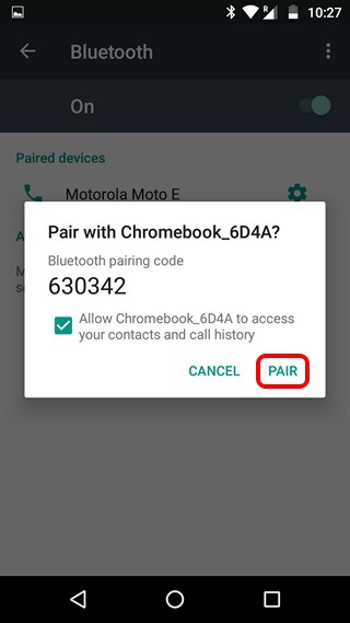 Bluetooth Pair Android with Chromebook
