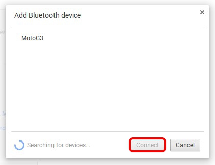 Chrome OS Connect over Bluetooth