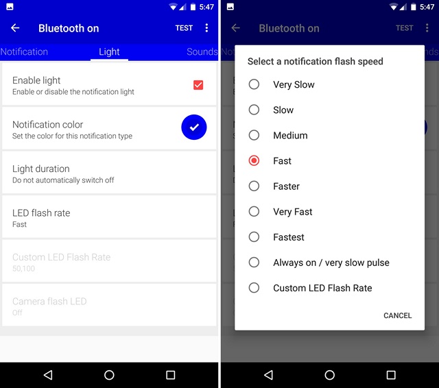 Flight Flow app led settings