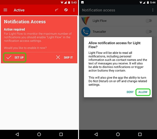 Light Flow Notification Access