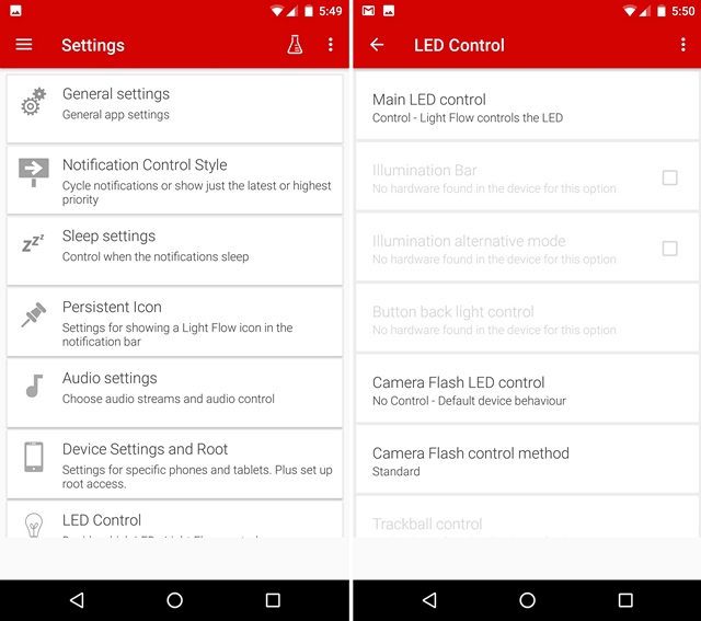 Light Flow Settings