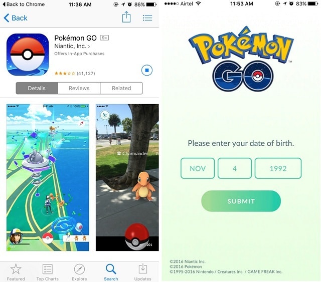 Pokemon Go installed on iPhone