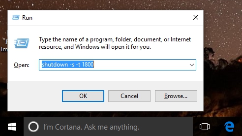 Run auto shutdown windows 10 PC