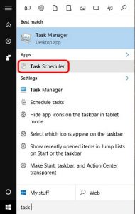 task scheduler shutdown windows 10
