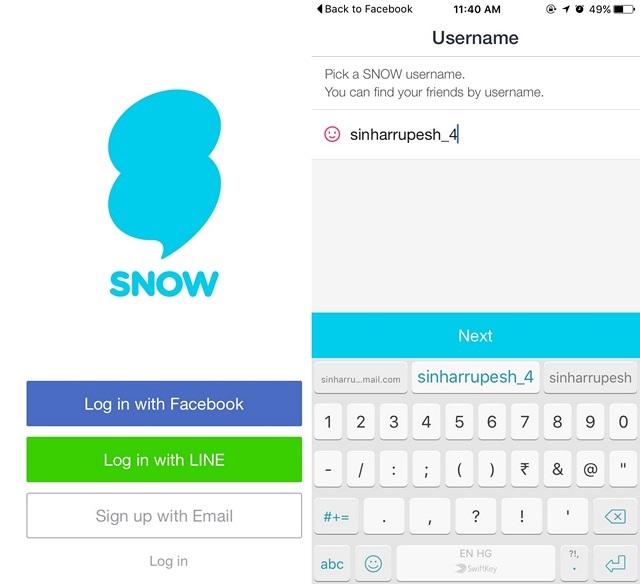 Snow app login