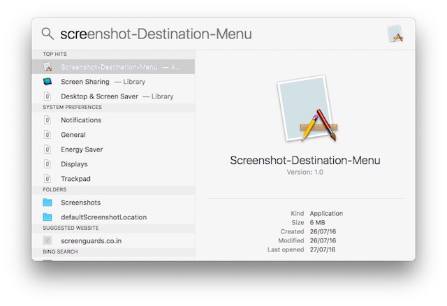 how to change screenshot destination on mac