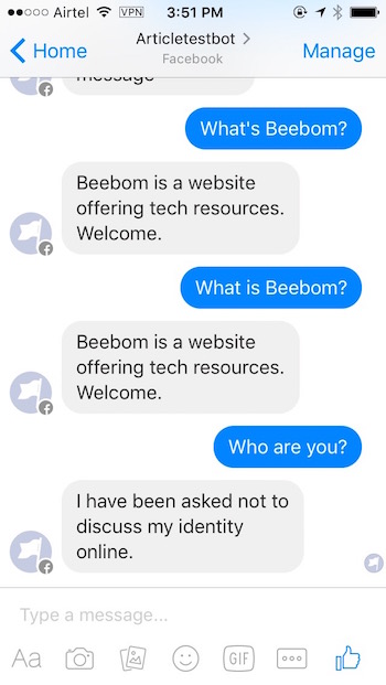 facebook messenger bot conditional responses