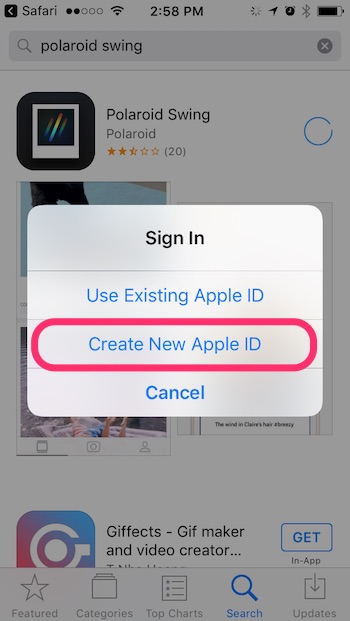 install georestricted apps on iPhone create a new apple id alert