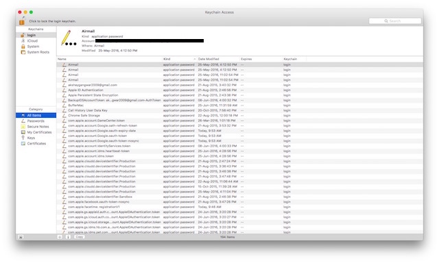 view saved wifi password, keychain access main window