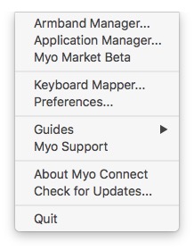 myo gesture control armband menu bar context menu