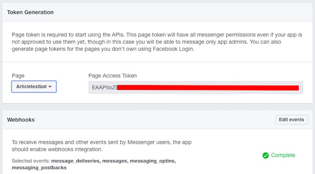 facebook messenger bot select page access