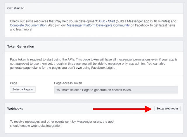 facebook messenger bot setup webhooks