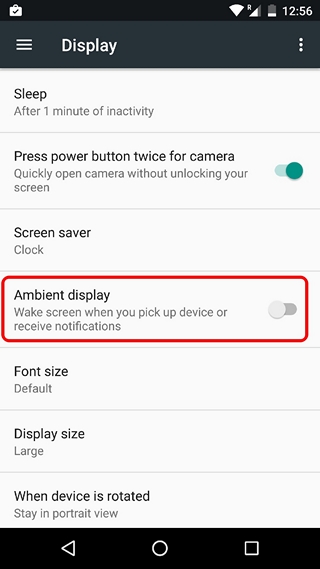 Android turn off ambient display
