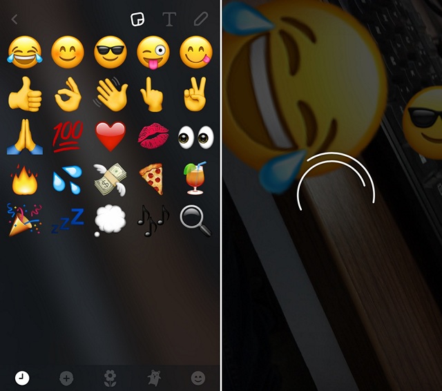 Pin emojis to video Snapchat