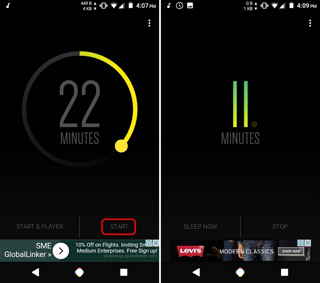 Start Sleep Timer Android
